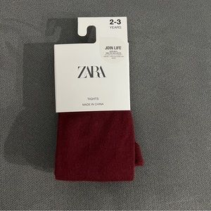 NWT Zara Baby Girl Tights Size 2-3  Burgundy Color